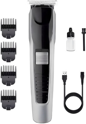 Dazzel Flex Waterproof Chargeable Beard Moustache Trimmer Powerful Hair Clipper Razor Fully Waterproof Trimmer 60 min  Runtime 4 Length Settings(Silver, Black)