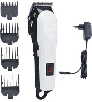 kubraa Professional Corded/Cordless Electric Timmer with Digital Display Trimmer 60 min  Runtime 4 Length Settings(White)