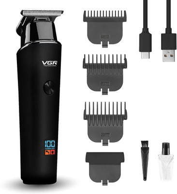 Vgr professional B Professional Corded & Cordless Hair Trimmer 120mnts Runtime with LED Display Trimmer 120 min  Runtime 3 Length Settings(Black)