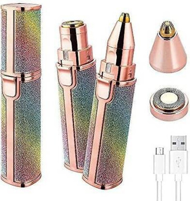 TAKEOVERHUB Rechargeable Eyebrow Trimmer & Facial Hair Remover Mini Epilator 2in1 Razor T32 Trimmer 60 min  Runtime 0 Length Settings(Multicolor)