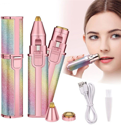 Votvy 2 in 1 Painless Eyebrow Rechargable Trimmer & Facial Hair Removel for Women Body Groomer 70 min  Runtime 1 Length Settings(Multicolor)