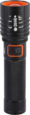 Aubade Zoomable Led Metal Torch Light Long Range 1000 Meter 1 Km High Power & Cob Torch(Black, 15.5 cm, Rechargeable)