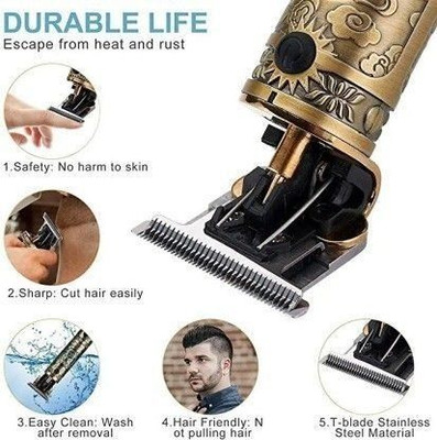 Podnix Dragon Design Electric Trimmer Men | Trimmer Blade | Painless Hair Remover 1 Trimmer 120 min  Runtime 4 Length Settings(Gold)