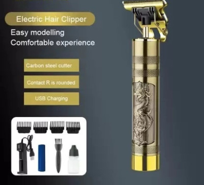 EDENSCOPE Vintage T9 Rechargeable Metal Body Beard Trimmer Shaver Trimmer 120 min  Runtime 4 Length Settings(Gold)