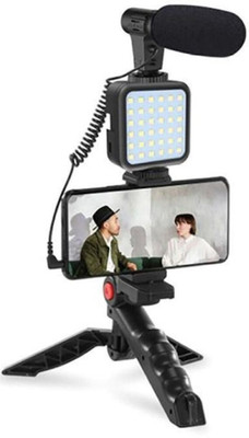 4uonly Vlogging Kit for Mobile YouTube Video Making Kit Tripod Kit VGT16 Tripod(Black, Supports Up to 3000 g)