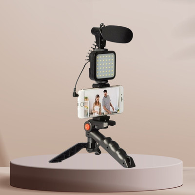 Clairbell Video Kit with(Tripod) LED Lights & Wireless Microphone For Vlogging/YouTubeT436 Tripod(Black, Supports Up to 1500 g)