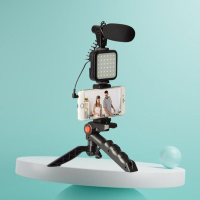Clairbell Video Kit with(Tripod) LED Lights & Wireless Microphone For Vlogging/YouTubeT448 Tripod(Black, Supports Up to 1500 g)