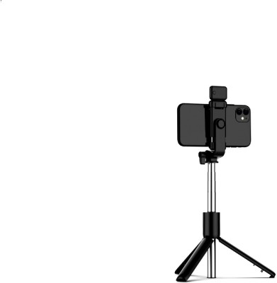 DHAN GRD R1S bt Selfie Sticks with Remote and Selfie Light, 3-in-1 Tripod Stand Monopod, Monopod Kit, Tripod, Tripod Kit(Black, Supports Up to 700 g)