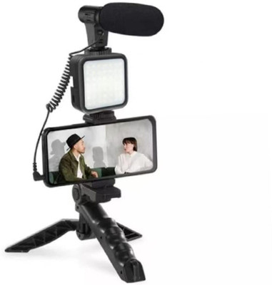 4uonly Vlogging Kit for Mobile YouTube Video Making Kit Tripod Kit VGT36 Tripod(Black, Supports Up to 3000 g)