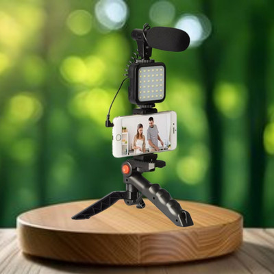 Clairbell Video Kit with(Tripod) LED Lights & Wireless Microphone For Vlogging/YouTubeT67 Tripod(Black, Supports Up to 1500 g)