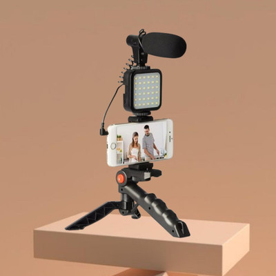 Clairbell Video Kit with(Tripod) LED Lights & Wireless Microphone For Vlogging/YouTubeT118 Tripod(Black, Supports Up to 1500 g)