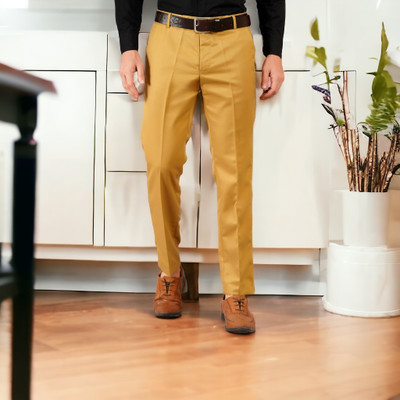 KIPEKEE Regular Fit Men Yellow Trousers