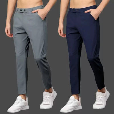 We Perfect Slim Fit Men Grey, Blue Trousers