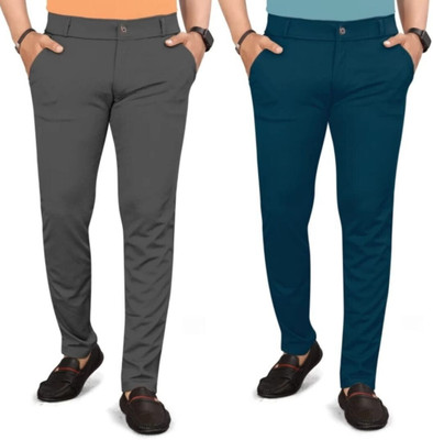 ynam Relaxed Men Light Blue, Grey Trousers