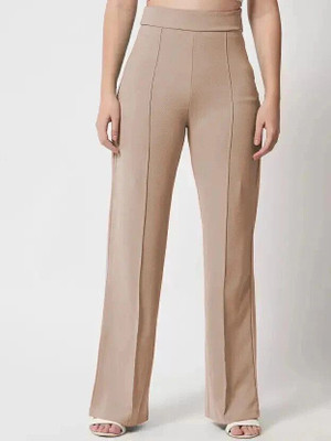 Thread Aura Regular Fit Women Beige Trousers