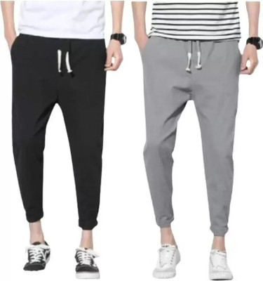 ASK CREATION Solid Men Black, Grey Track Pants