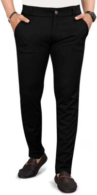 Satystyle Slim Fit Men Black Trousers