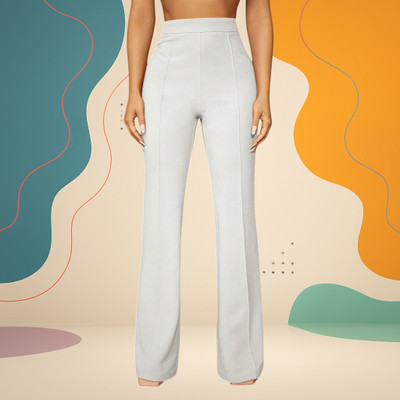 Looksky Loose Fit Women White Trousers