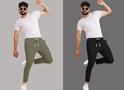 SHREERAMGARMENT Solid Men Black, Dark Green Track Pants