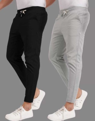 Slim Fit Men Grey, Black Trousers