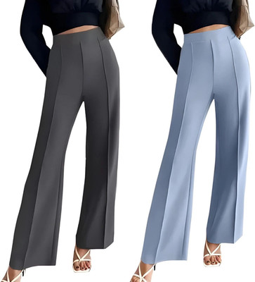 Thread Aura Regular Fit Women Grey, Blue Trousers