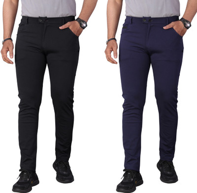RKM STORE Solid Men Black, Dark Blue Track Pants