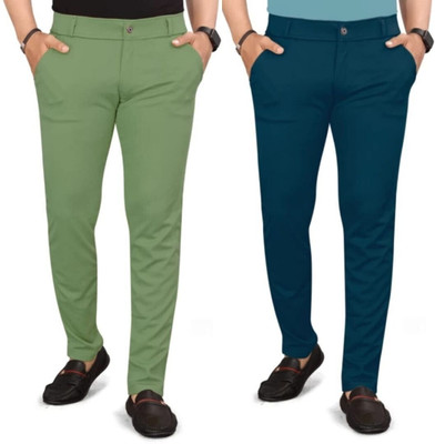 ynam Relaxed Men Light Blue, Light Green Trousers