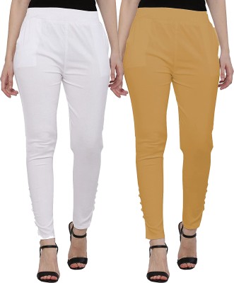 SAJATA Slim Fit Women White, Beige Trousers