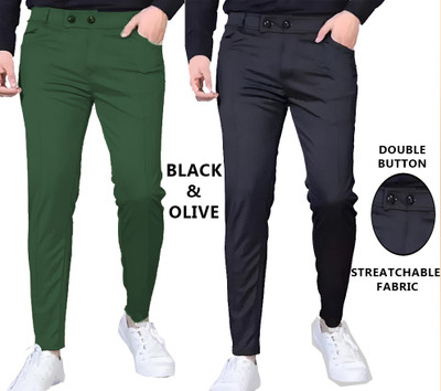 A1 SQUARE Regular Fit Men Black Trousers