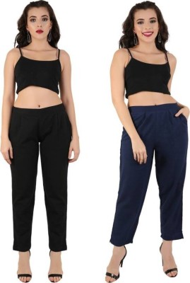 AP RETAIL Regular Fit Women Black, Dark Blue Trousers