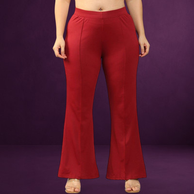 Trouserwala Loose Fit Women Maroon Trousers