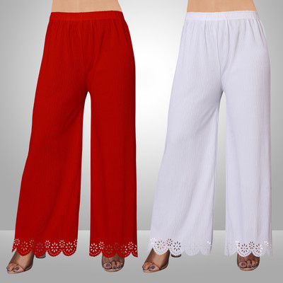 EcoUndies Straight Fit Women Red, White Trousers