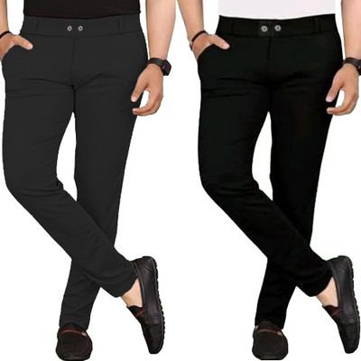 D.V TECH Regular Fit Men Black Trousers