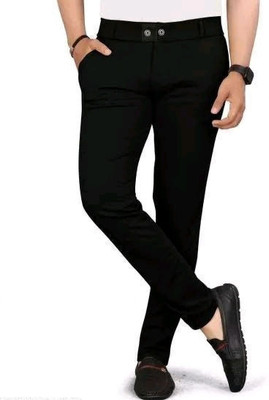 PTC CREATION Slim Fit Men Black Trousers