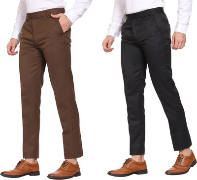 Maleno Regular Fit Men Brown, Dark Blue Trousers