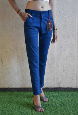 KP Trend Slim Fit Women Light Blue Trousers