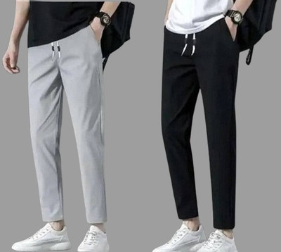 PHH BLUE BEAUTY Regular Fit Men Black, Grey Trousers