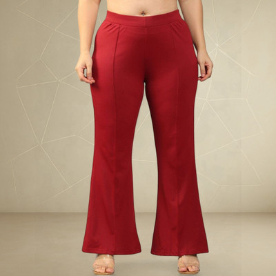 Trouserwala Loose Fit Women Maroon Trousers