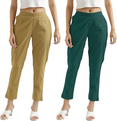 Mast Kalandar Regular Fit Women Beige, Dark Green Trousers