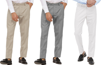 LAHSUAK Regular Fit Men Brown, Grey, White Trousers