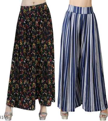 Fashion Bazaar Flared Women Black, Blue Trousers