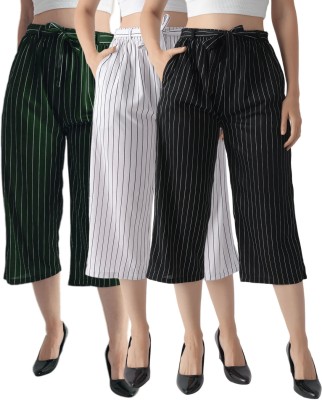 GlobyCraft Relaxed Women Black, White, Green Trousers