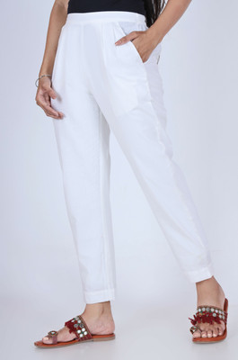 fashionjunction Regular Fit Women White Trousers
