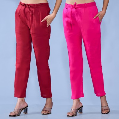 QuaClo Regular Fit Women Maroon, Pink Trousers