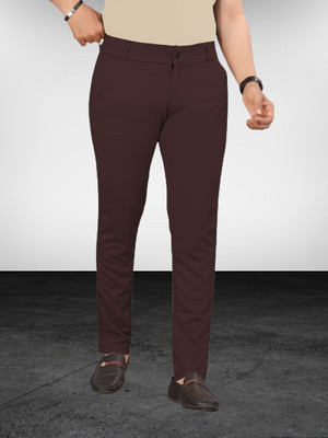 lapataclub Slim Fit Men Maroon Trousers