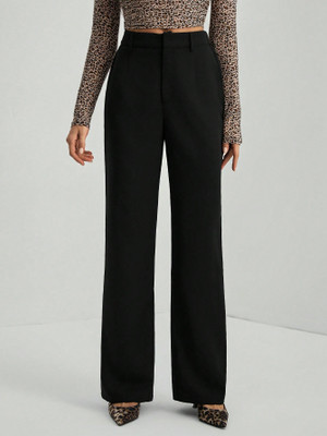 NUCOUTHS Regular Fit Women Black Trousers