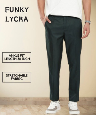 SYLZON Slim Fit Men Dark Green Trousers