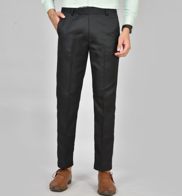Q AND K Regular Fit Men Black Trousers