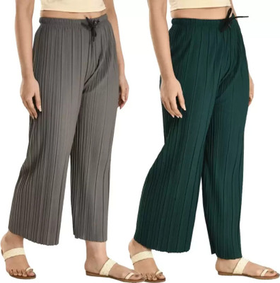 Women Grey, Green Trousers
