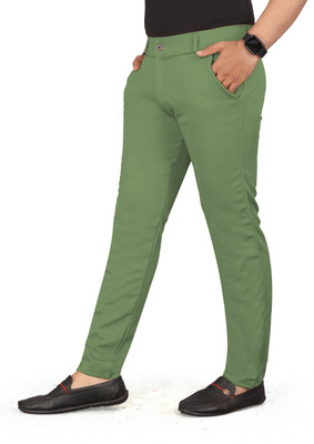 ISUEL FAB Slim Fit Men Green Trousers